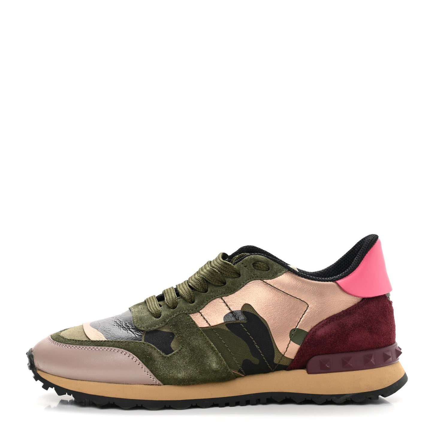 Nappa Suede Camouflage Womens Rockrunner Sneakers 37 Army Green Multicolor
