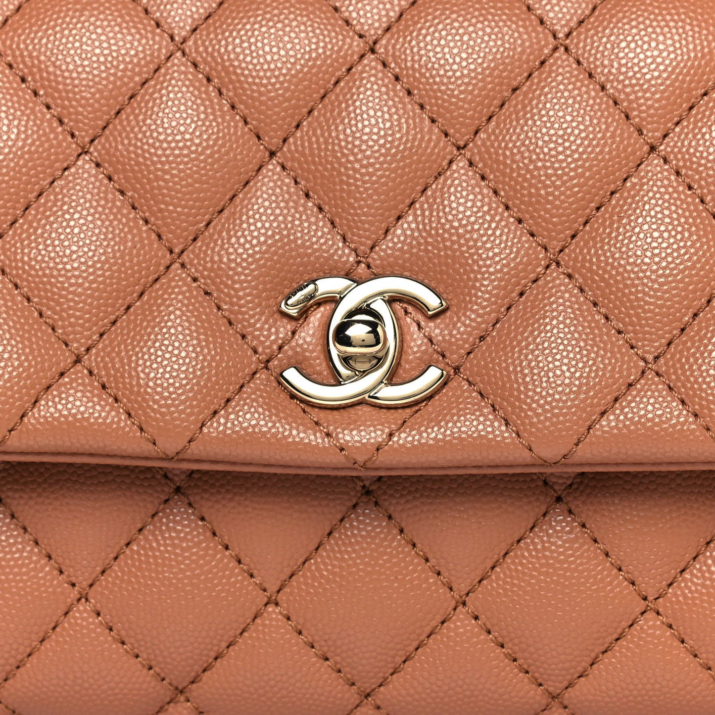 Caviar Quilted Mini Coco Handle Flap Brown