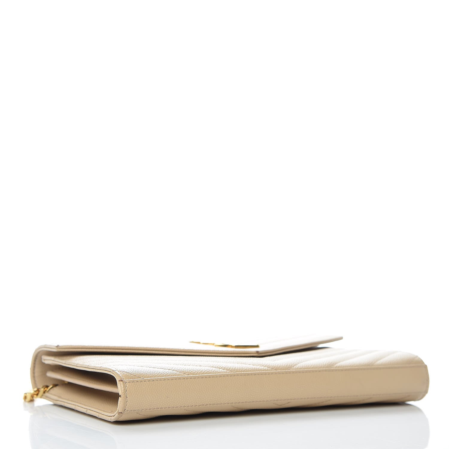 Saint Laurent Grain De Poudre Matelasse Chevron Monogram Chain Wallet Nude Powder 5 of 12