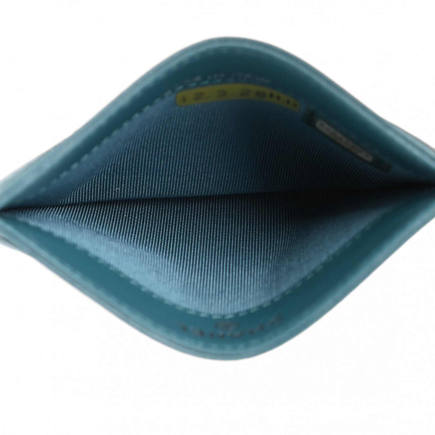 Lambskin Quilted Card Holder Blue