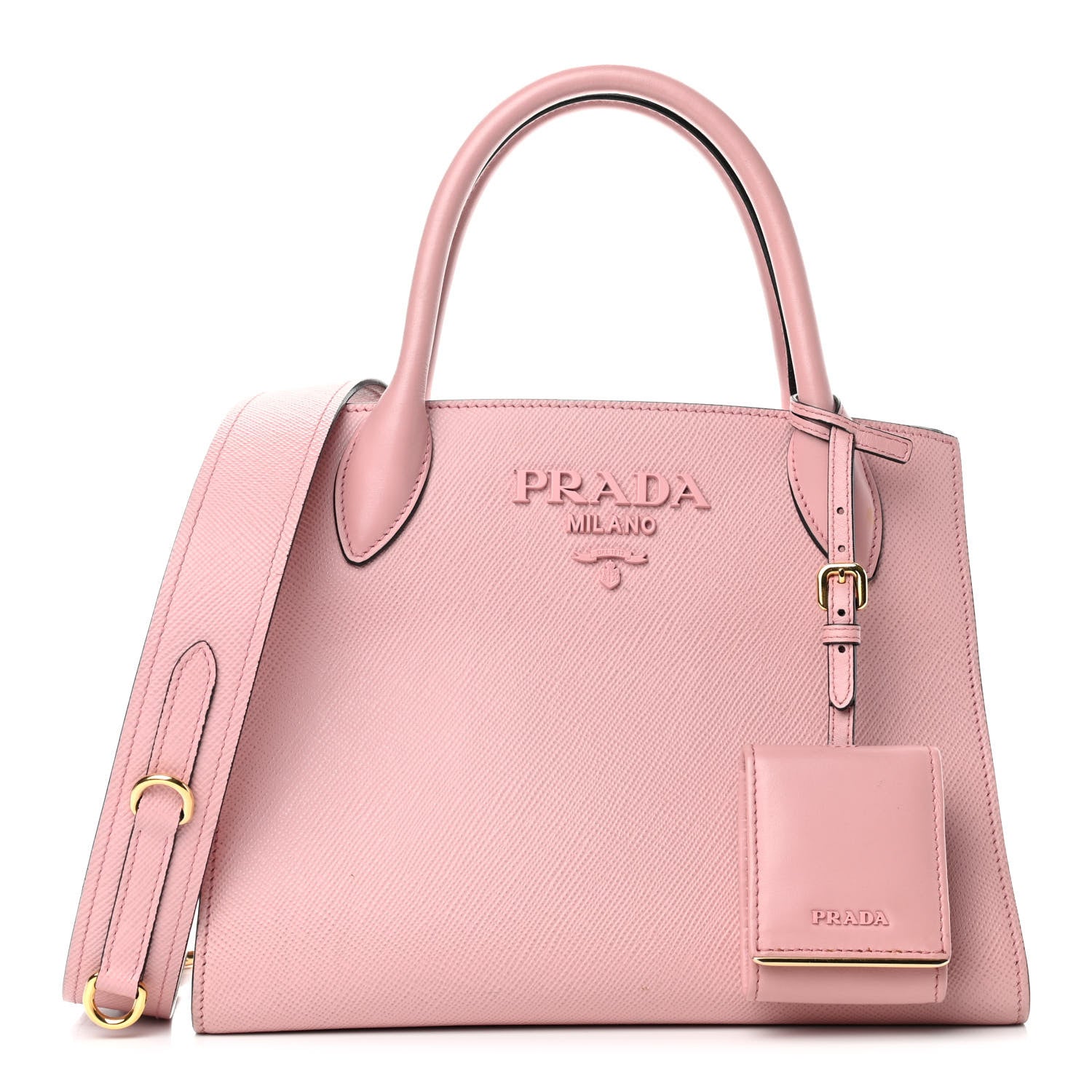Prada Saffiano Cuir Calfskin Small Monochrome Top Handle Tote Pesco 1 of 4