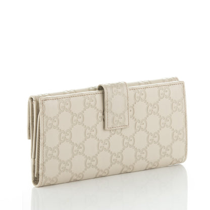 Gucci Guccissima Margaux Calfskin Metal Bar Continental Flap Wallet Mystic White 3 of 7