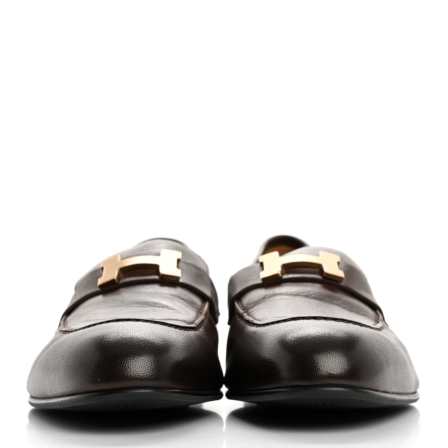 Hermes Goatskin Mens Paris Loafers 43 Cacao 3 of 10