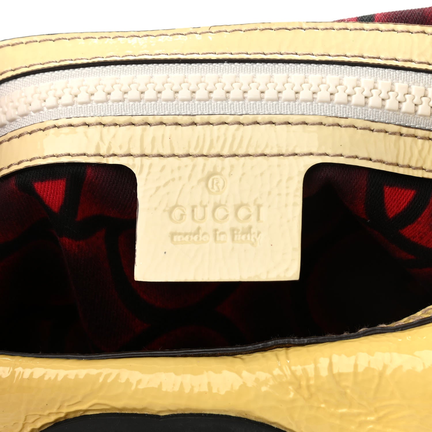 Gucci Patent Calfskin Medium Snow Glam Hobo Yellow White 6 of 13
