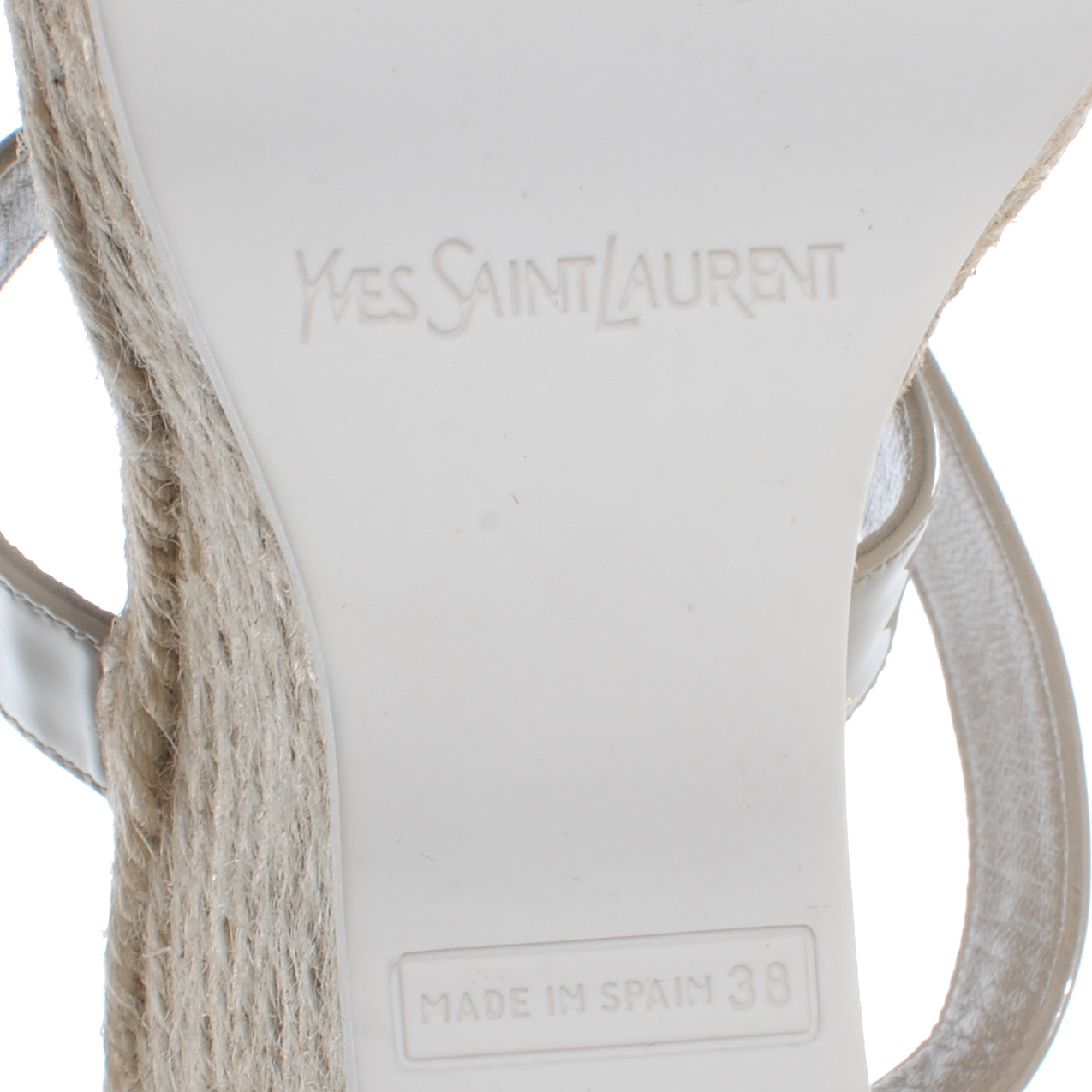 Saint Laurent Patent Malo Platform Espadrille Wedge Sandals 38 Beige 6 of 8
