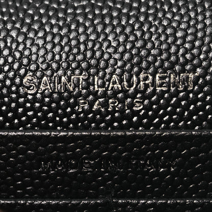 Saint Laurent Grain De Poudre Matelasse Chevron Monogram Monochrome Envelope Chain Wallet Black 7 of 13