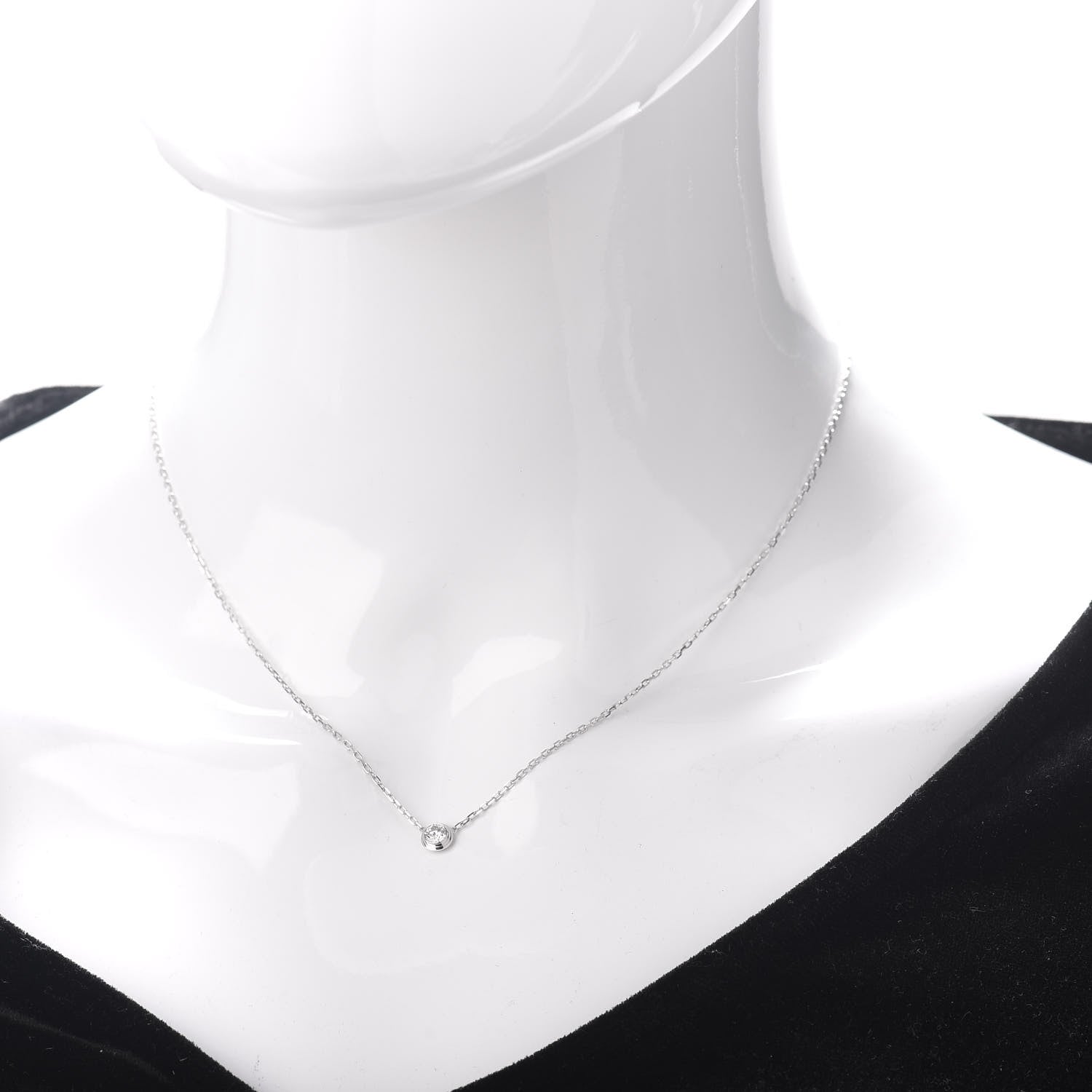 Cartier 18K White Gold Diamond SM D'Amour Pendant Necklace 2 of 4