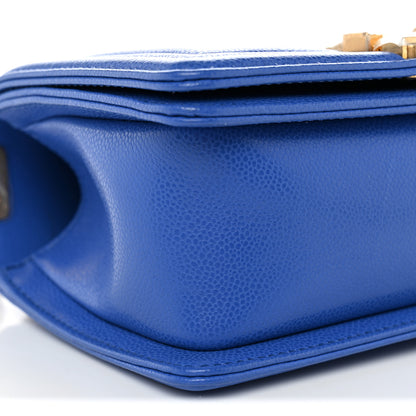 Chanel Caviar Chevron Quilted Small Boy Flap Blue 9 of 11