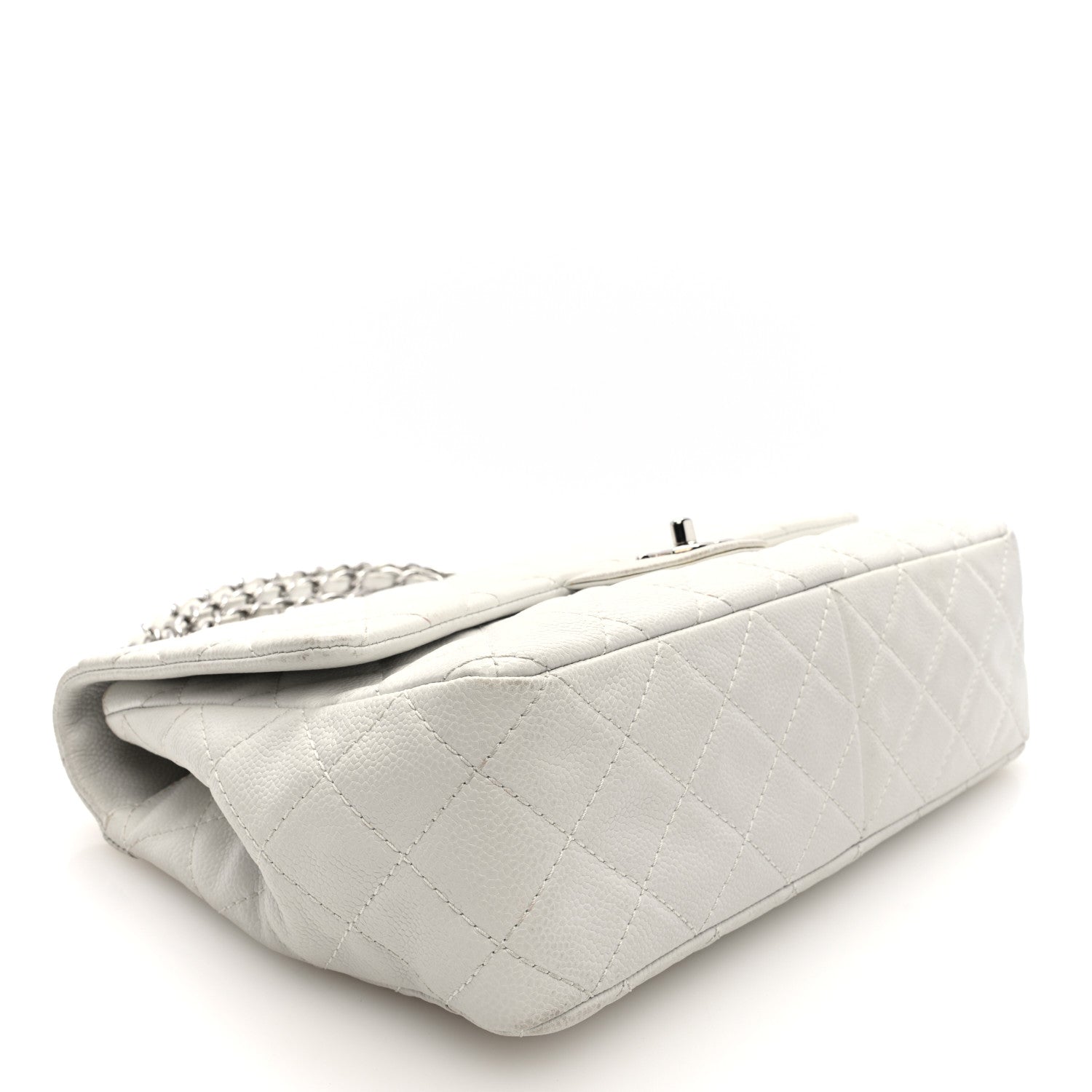 Chanel Caviar Quilted Jumbo Single Flap White 4 of 10