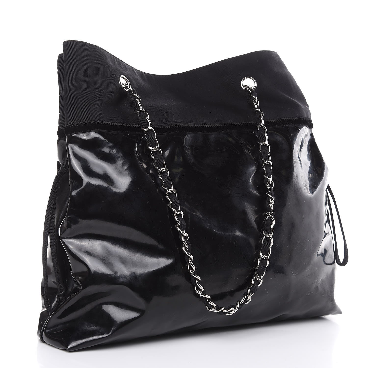 Chanel Vinyl Spirit Drawstring Tote Black 3 of 13