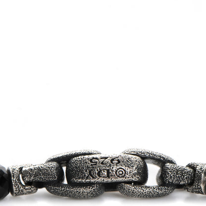 David Yurman Sterling Silver Black Spinel 5mm Spiritual Beads Skull Station Bracelet 5 of 7