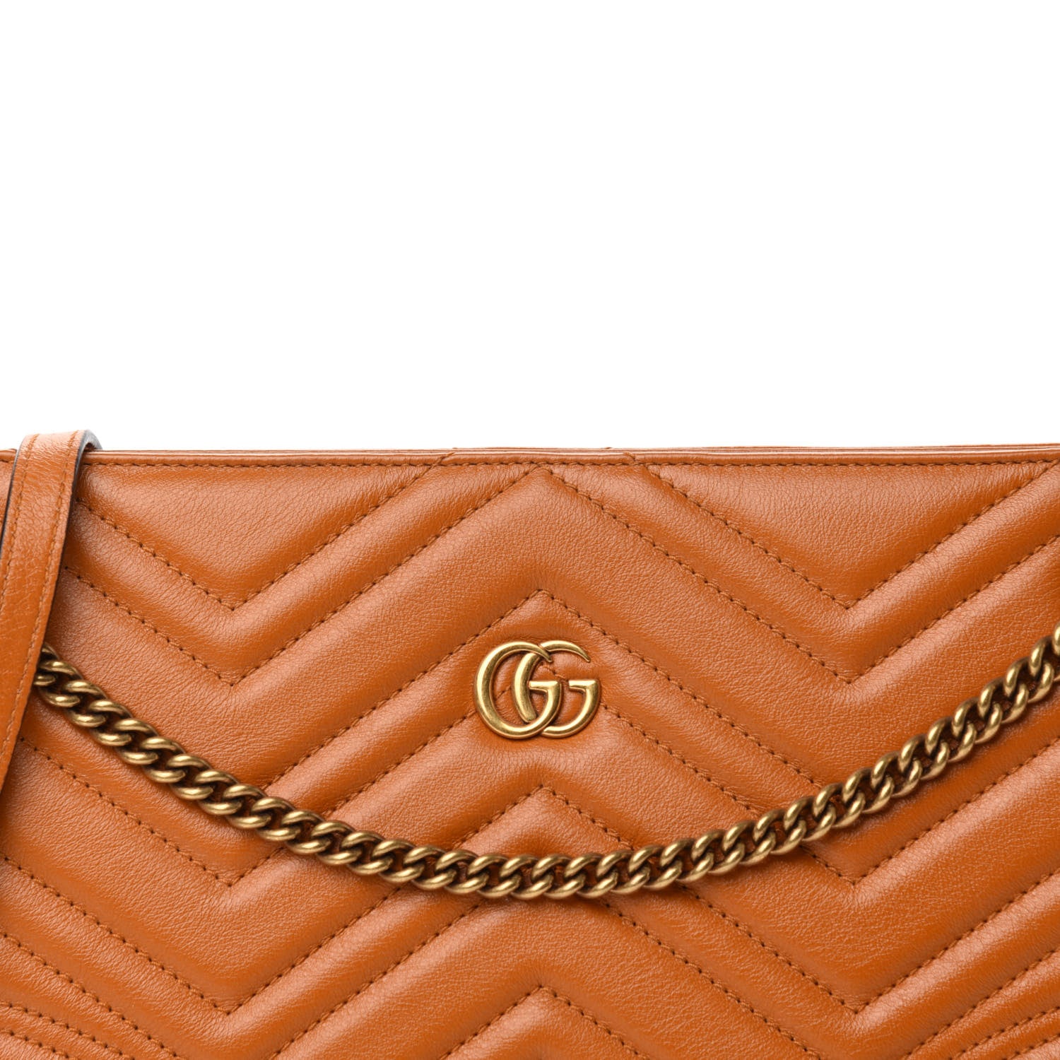 Gucci Azalea Calfskin Matelasse Heart Medium GG Marmont Slim Shoulder Bag Cognac 10 of 10