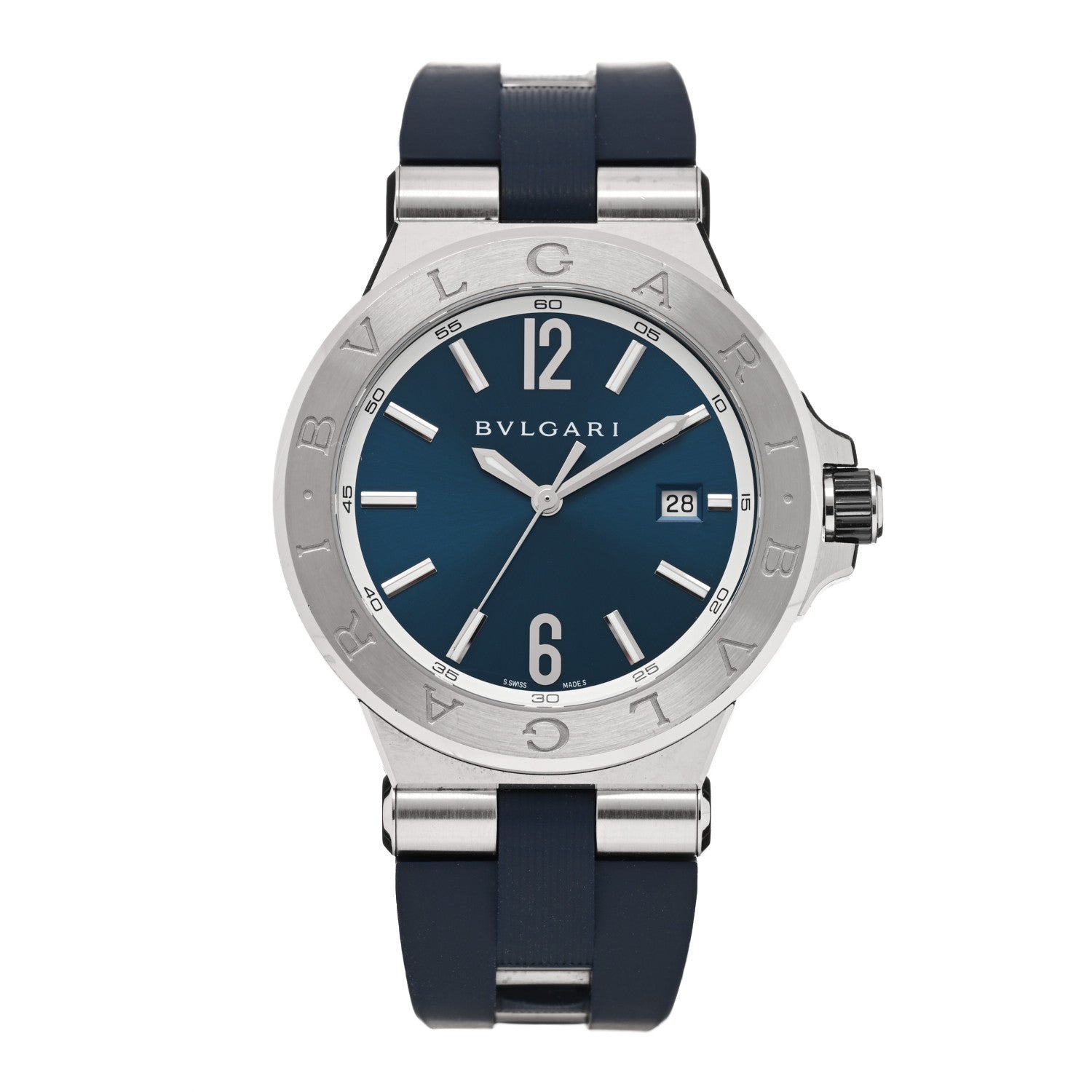 Bulgari Stainless Steel Rubber 44mm Diagono Automatic Watch Black 1 of 5