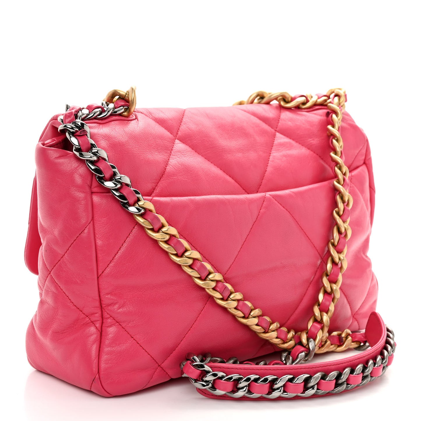 Goatskin Quilted Large Chanel 19 Flap Dark Pink