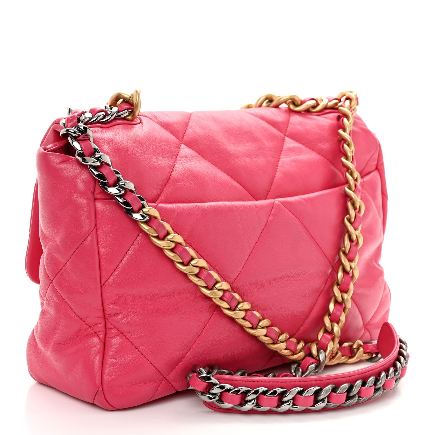 Chanel Goatskin Quilted Large Chanel 19 Flap Dark Pink 3 of 11