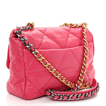 Chanel Goatskin Quilted Large Chanel 19 Flap Dark Pink 3 of 11