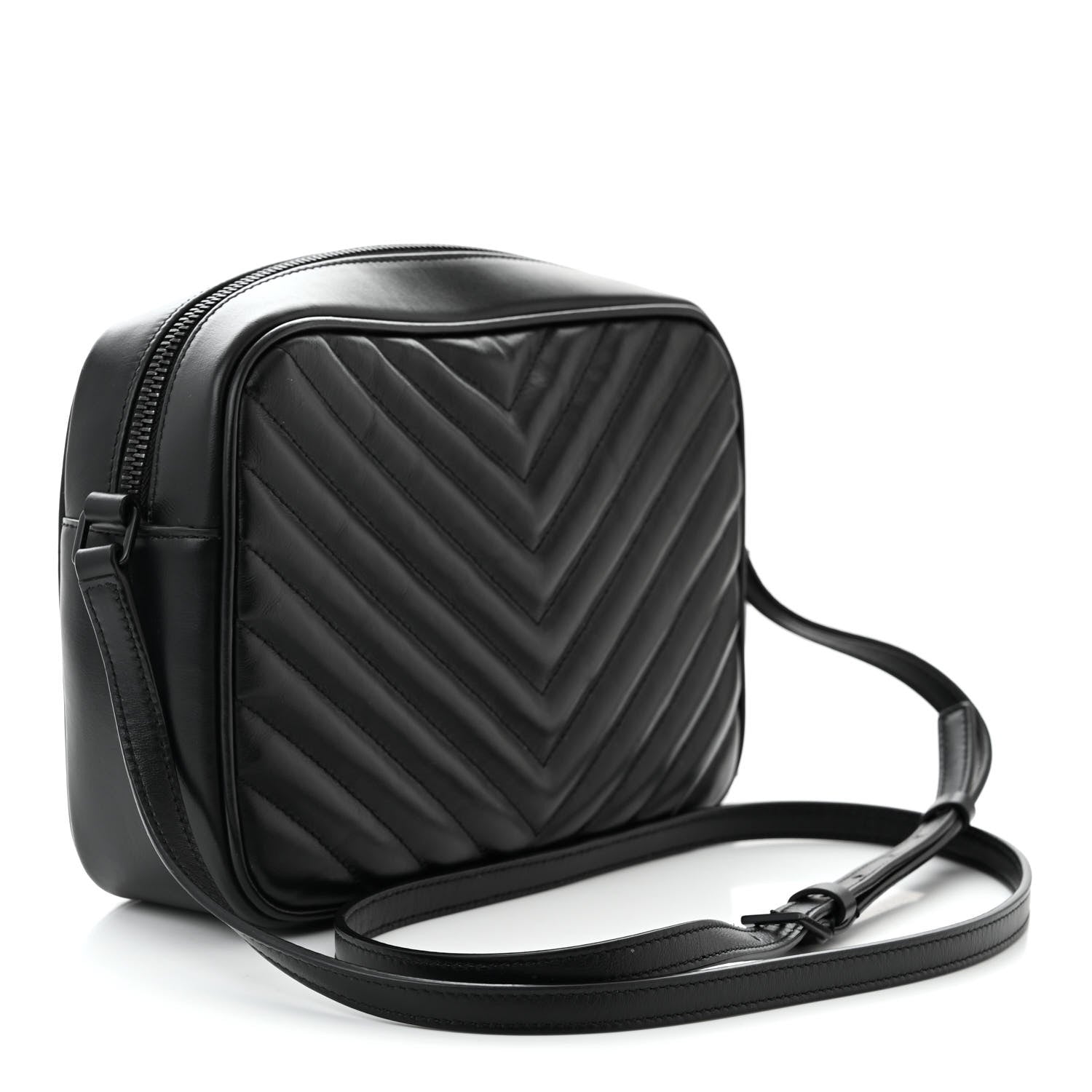 Saint Laurent Calfskin Matelasse Monogram Monochrome Lou Camera Bag Black 3 of 11