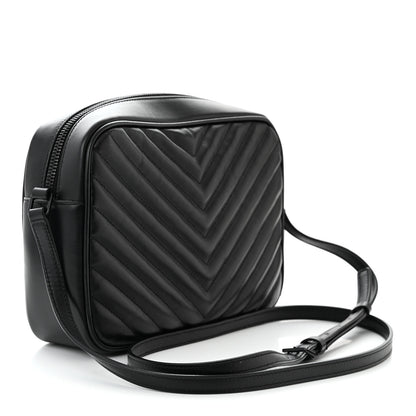 Saint Laurent Calfskin Matelasse Monogram Monochrome Lou Camera Bag Black 3 of 11