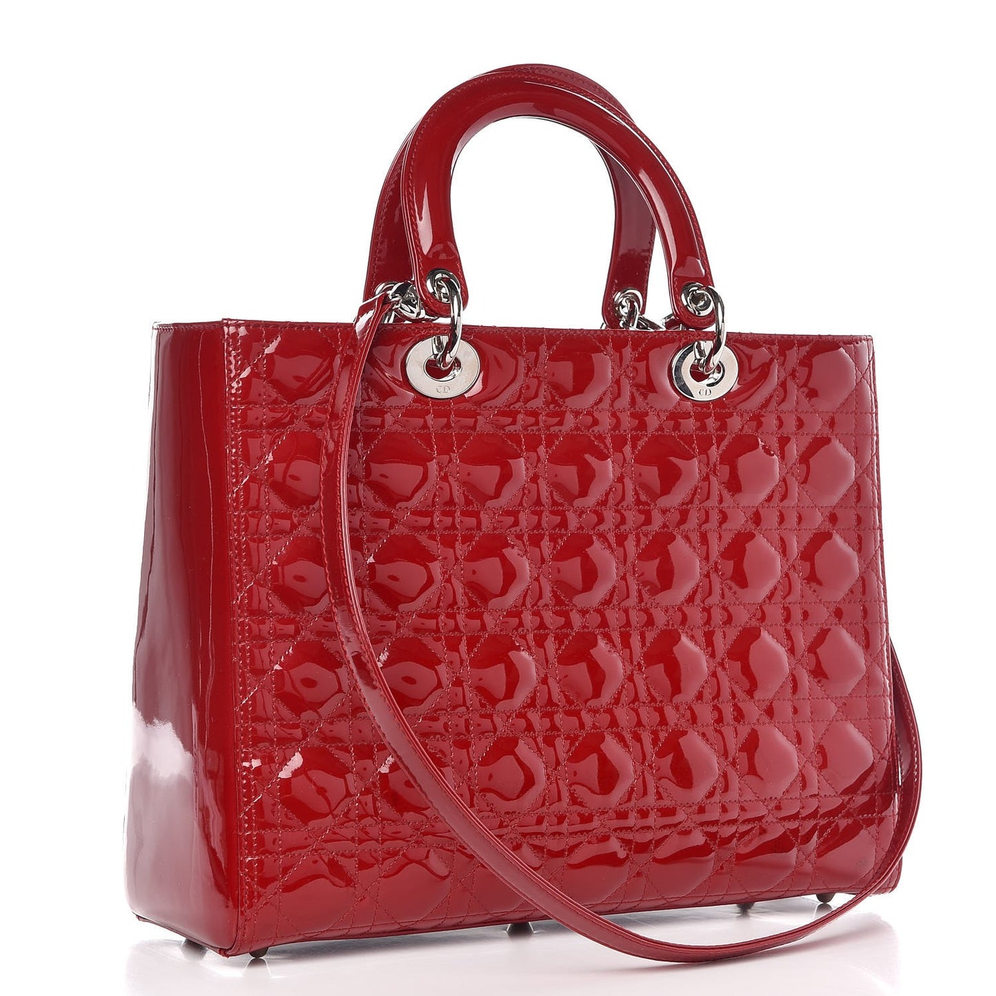 Patent Cannage Large Lady Dior Red