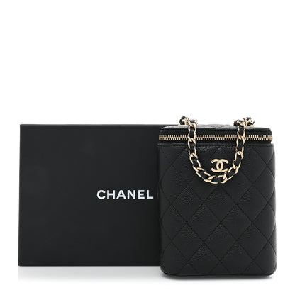 Chanel Caviar Quilted Small Vertical Coco Beauty Vanity Case With Chain Black 11 of 11