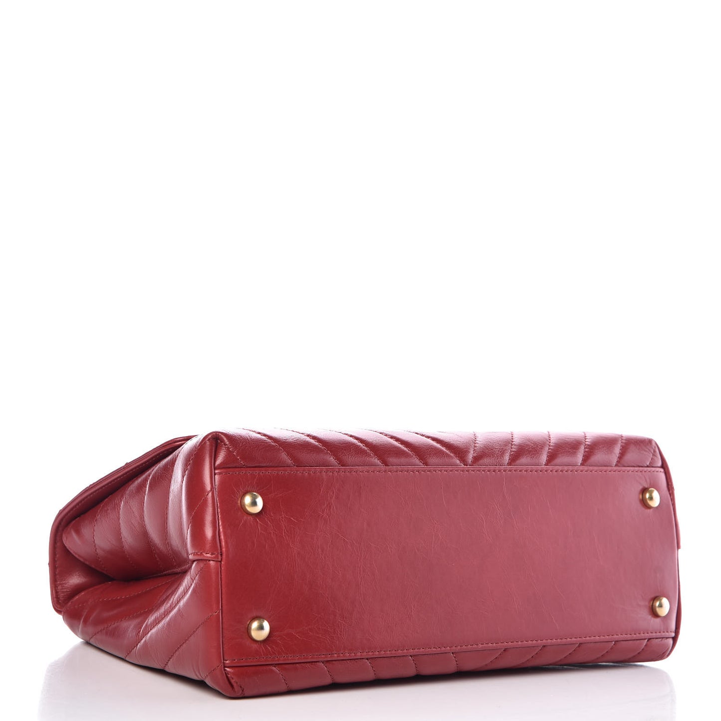 Calfskin Chevron Quilted Small Coco Handle Flap Red