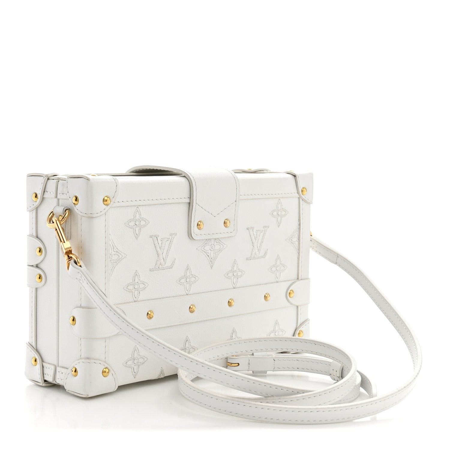Louis Vuitton Calfskin Monogram Embroidered Petite Malle White 3 of 11