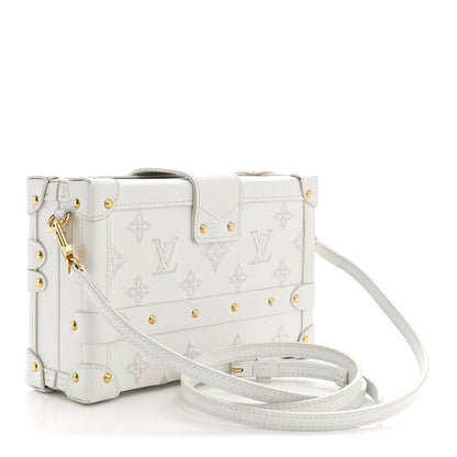 Louis Vuitton Calfskin Monogram Embroidered Petite Malle White 3 of 11