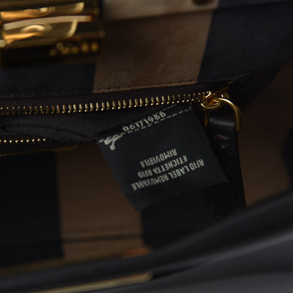 Fendi Vitello Seta Nabuk Pequin Mini Peekaboo Iconic Satchel Ebano Tobacco Moro 8 of 11
