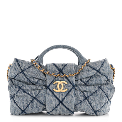 Chanel Washed Denim Quilted Mini Bow Bag Blue 1 of 10