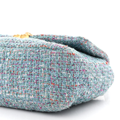 Chanel Tweed Quilted Medium Chanel 19 Flap Blue Multicolor 10 of 10