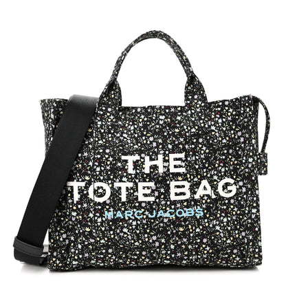 Marc Jacobs Cotton Canvas Floral Print Medium The Traveler Tote Bag Black 1 of 10