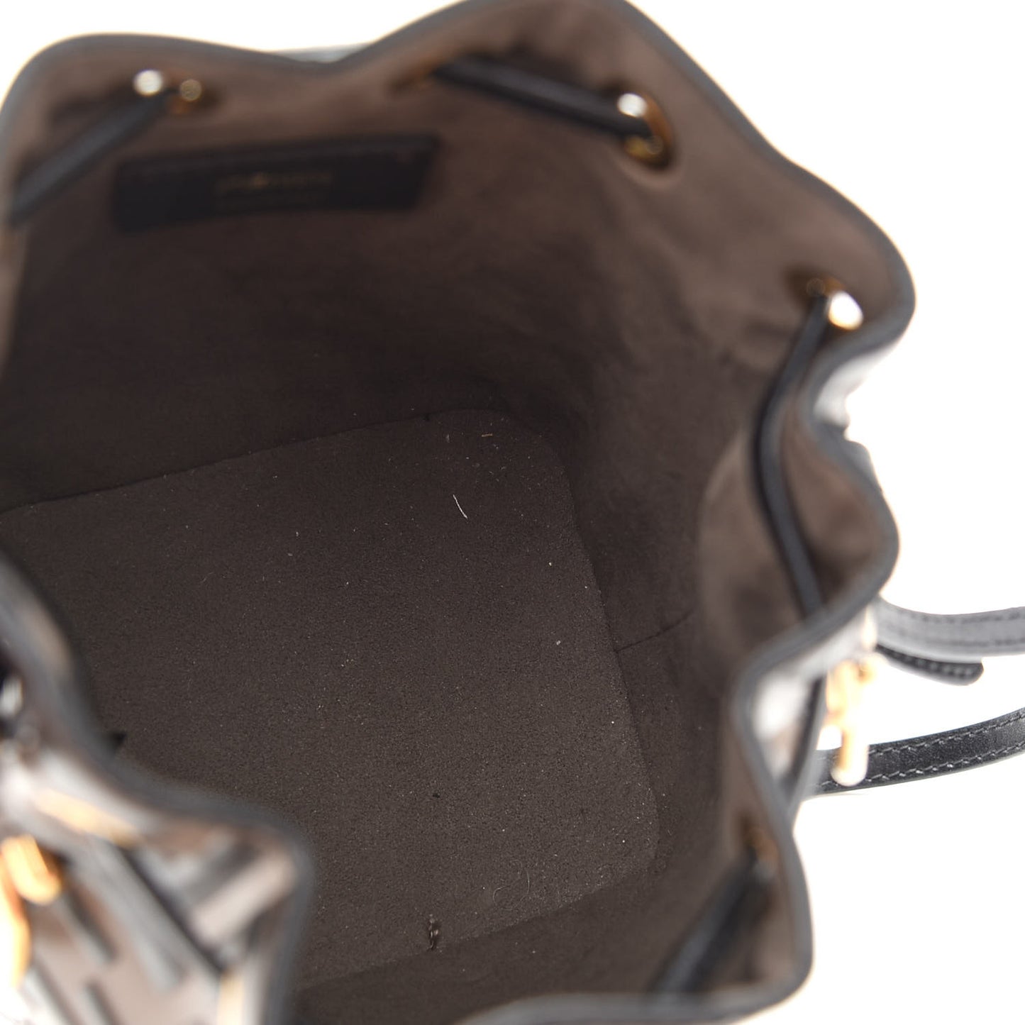 Vitello Liberty F is Fendi Bi-Color FF 1974 Embossed Mini Mon Tresor Bucket Bag Maya Black
