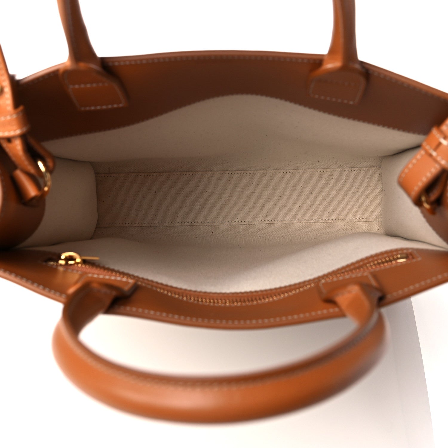 Celine Canvas Calfskin Logo Print Small Vertical Cabas Natural Tan 5 of 11