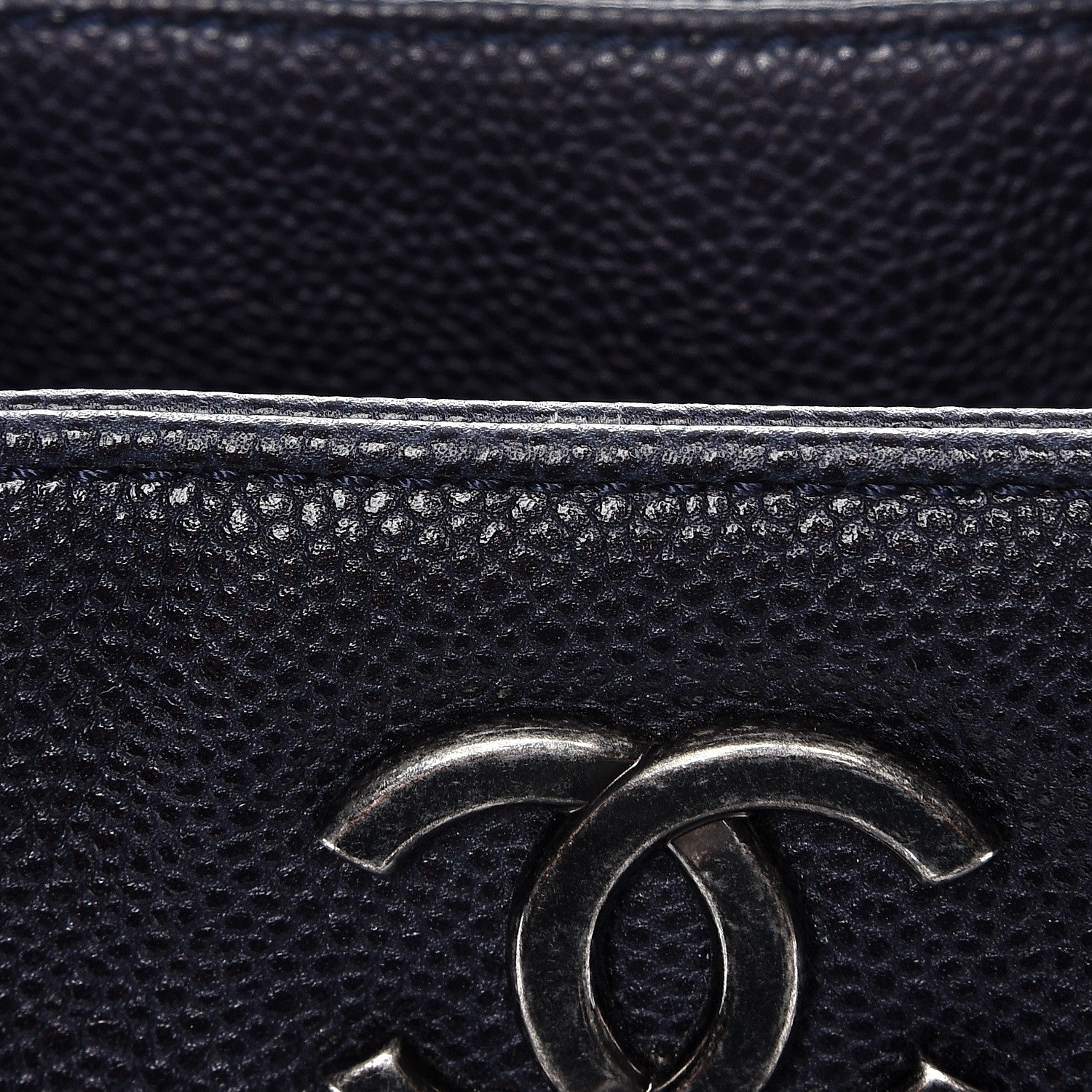 Chanel Metallic Grained Calfskin Woven Chain Medium Shopping Tote Dark Navy 8 of 9