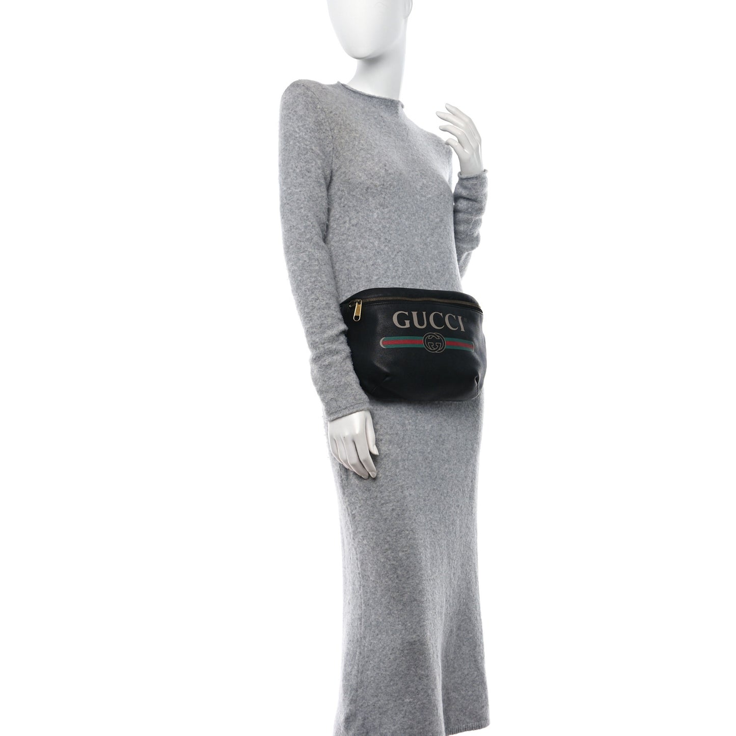 Grained Calfskin Logo Belt Bag Black