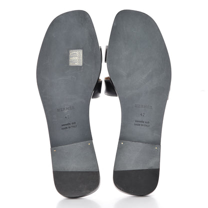 Hermes Box Calfskin Oran Sandals 42 Black 5 of 7