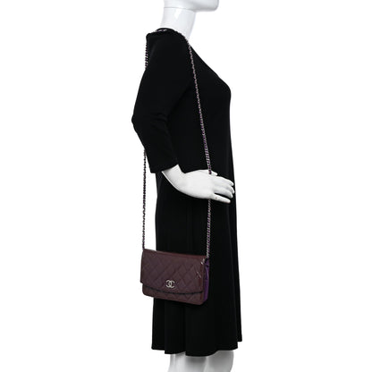 Chanel Patent Quilted Brilliant Wallet On Chain WOC Violet 2 of 12
