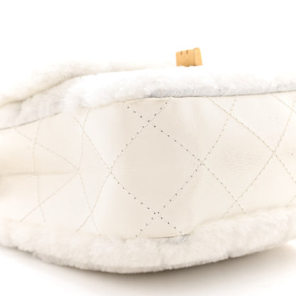 Chanel Shearling Lambskin Aged Calfskin Quilted 2.55 Reissue Mini North South Flap White 9 of 10