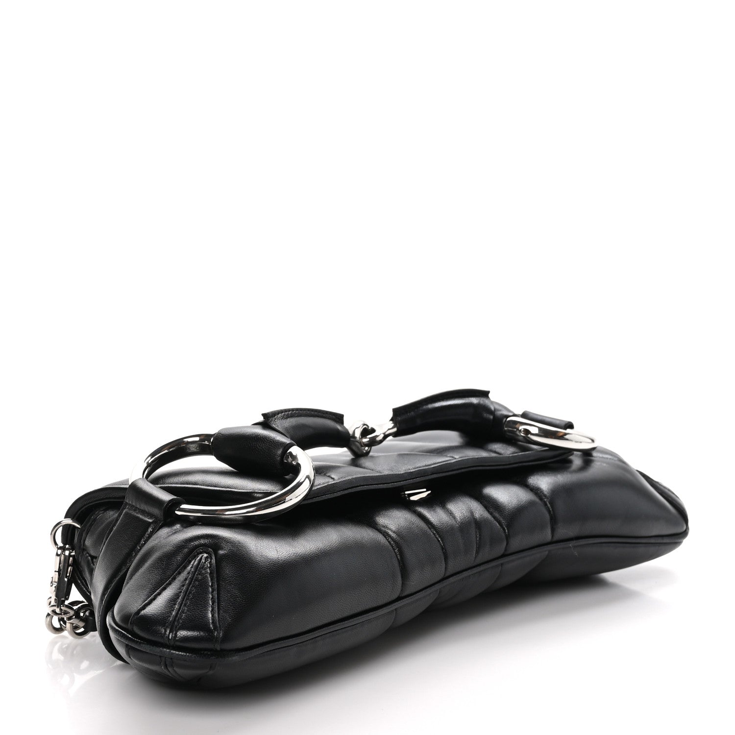 Gucci Nappa Vertical Matelasse Medium Maxi Horsebit Chain Shoulder Bag Black 4 of 10