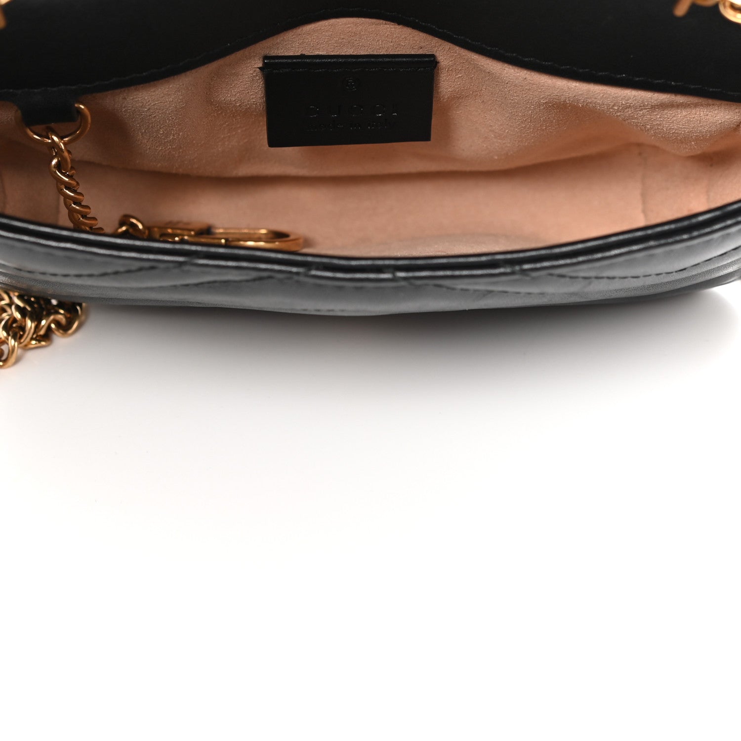 Gucci Calfskin Matelasse Super Mini GG Marmont Shoulder Bag Black 5 of 10