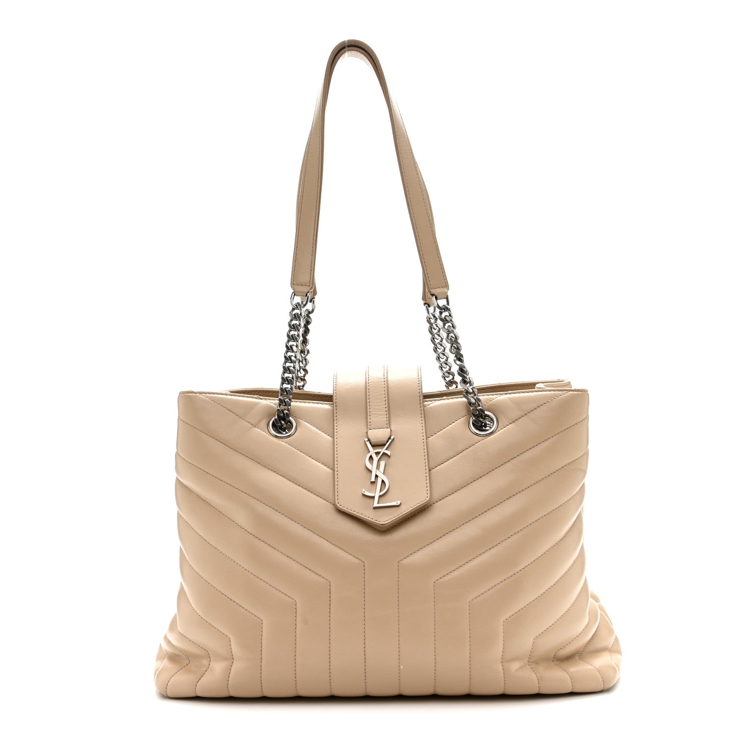 Saint Laurent Calfskin Y Quilted Monogram Large Loulou Shopper Nude Powder 1 of 16
