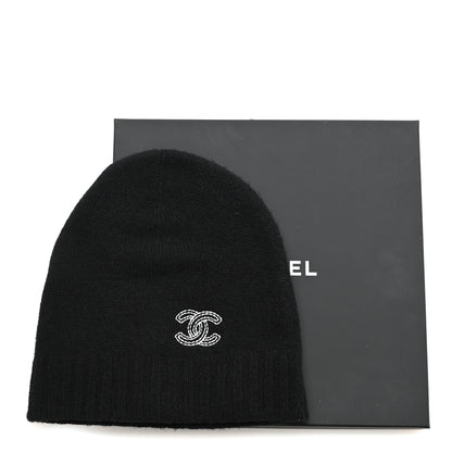 Chanel Cashmere CC Beanie Hat Black 6 of 6