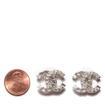 Chanel Baguette Crystal CC Earrings Silver 2 of 4