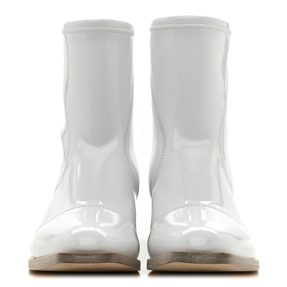 Fendi Glossy Neoprene FFrame Low Ankle Boots 37.5 White 3 of 9
