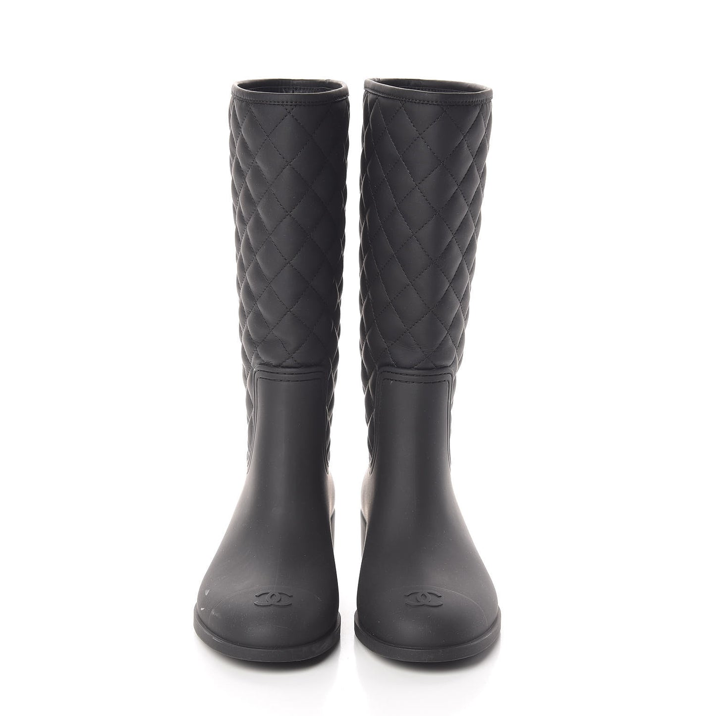 Rubber Quilted Rain Boots 41 Black
