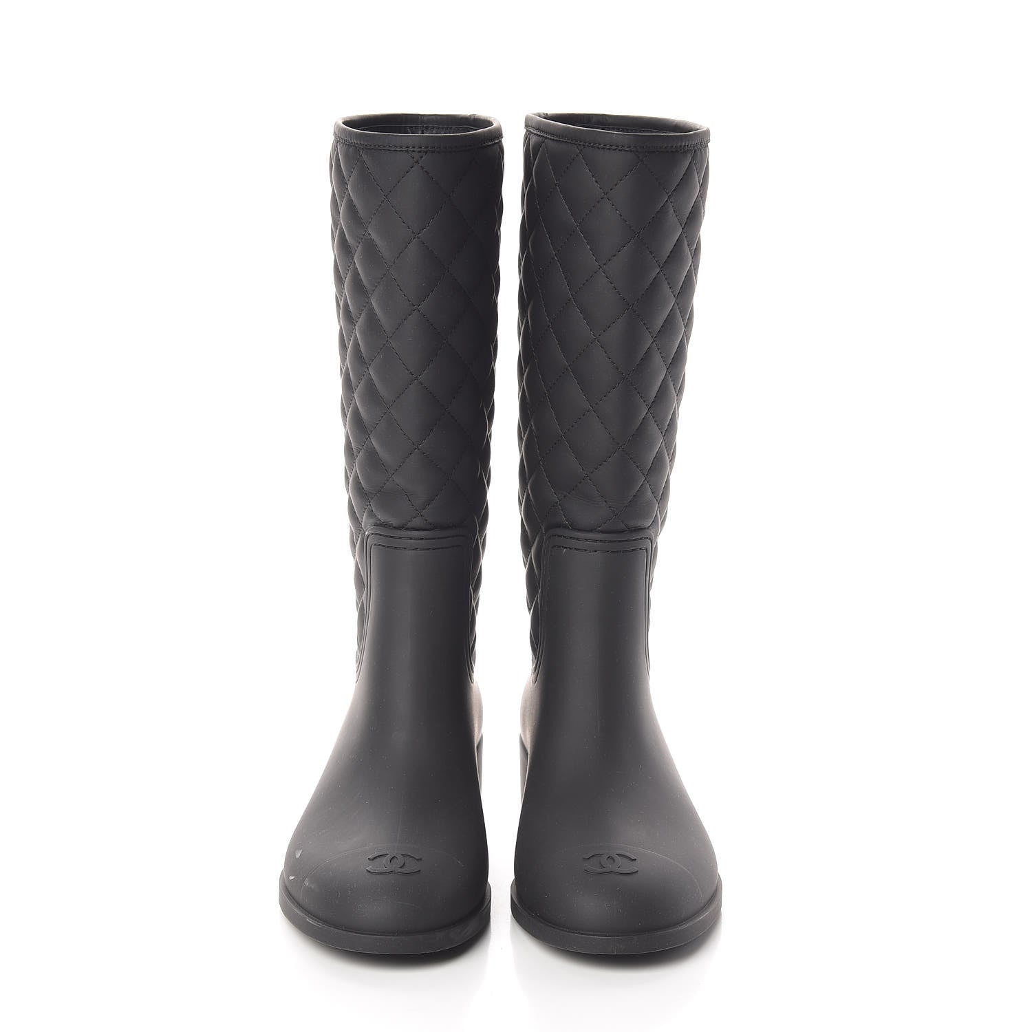 Chanel Rubber Quilted Rain Boots 41 Black 2 of 6