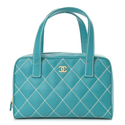 Chanel Calfskin Contrast Stitch Surpique Bowler Blue 1 of 14