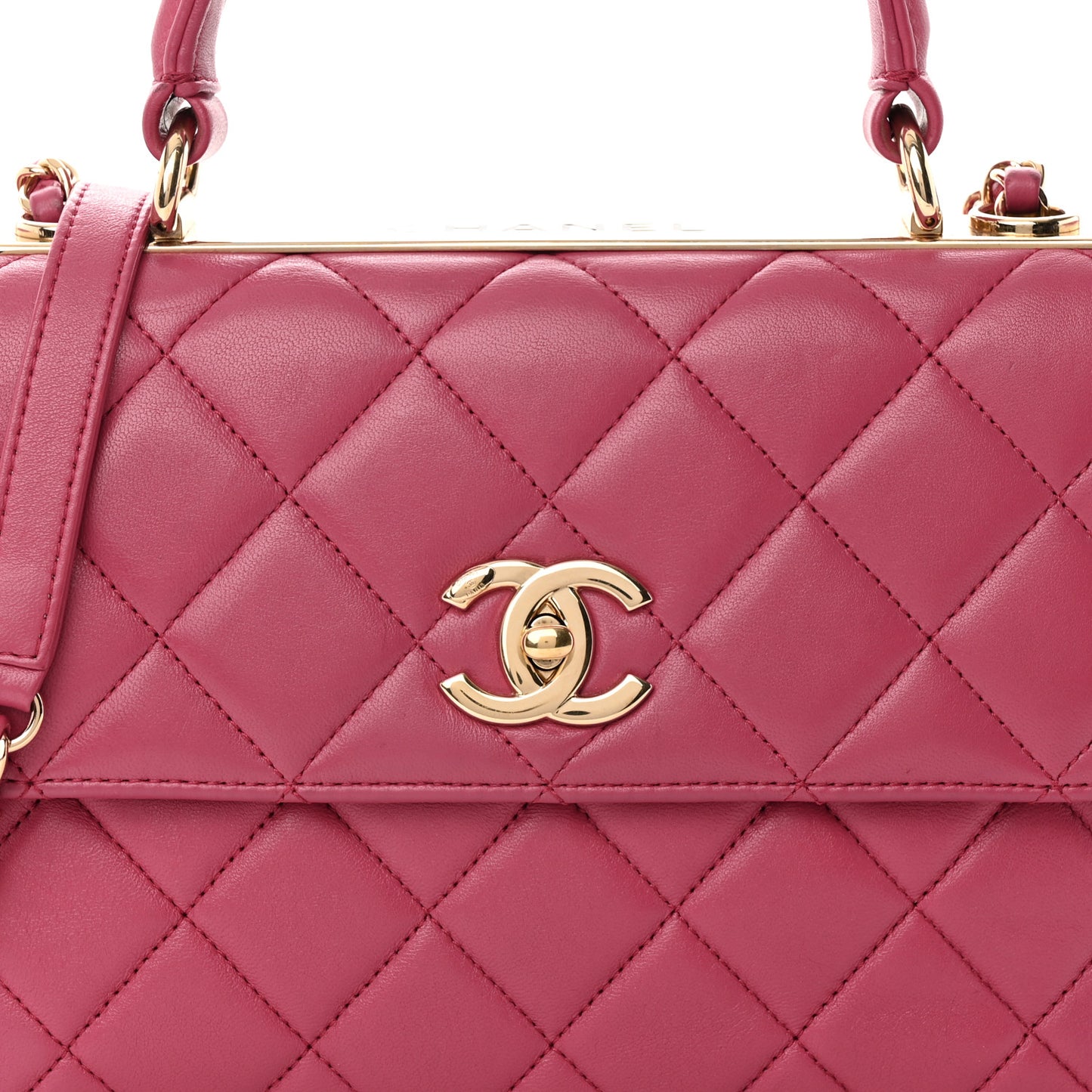 Lambskin Quilted Small Trendy CC Flap Dual Handle Bag Pink