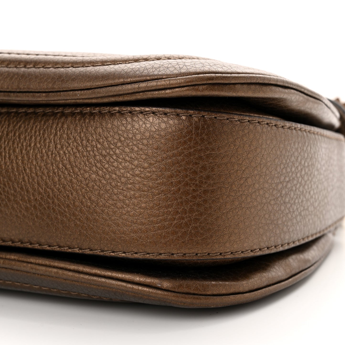 Metallic Calfskin Medium New Bamboo Top Handle Bag Bronze