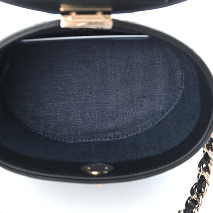 Chanel Lambskin Resin Elegant Chain Vanity Case Black 5 of 9